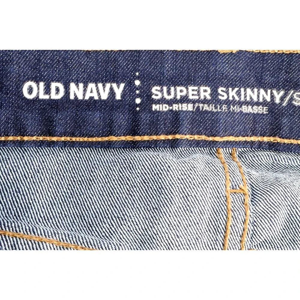 Old Navy Super Skinny Jeans‎ Mid Rise Womens Size 0 Short Blue Dark Wash Stretch